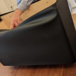 Wäschetruhe mit Lederverkleidung